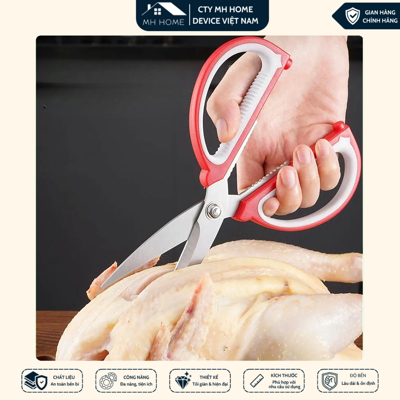 Combo 2 Kéo Cắt Đa Năng Cán Đỏ, Kéo Văn Phòng Cắt Giấy, Cắt Vải, Cắt Chỉ
